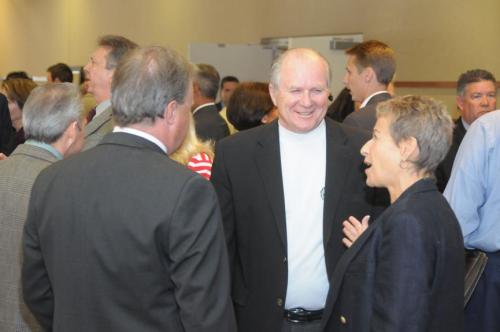 (from left to right) Jim Norton, Director, R & R Partners, Senate President Bob Burns, Elaine Arena, Arena Government Communications, Inc.